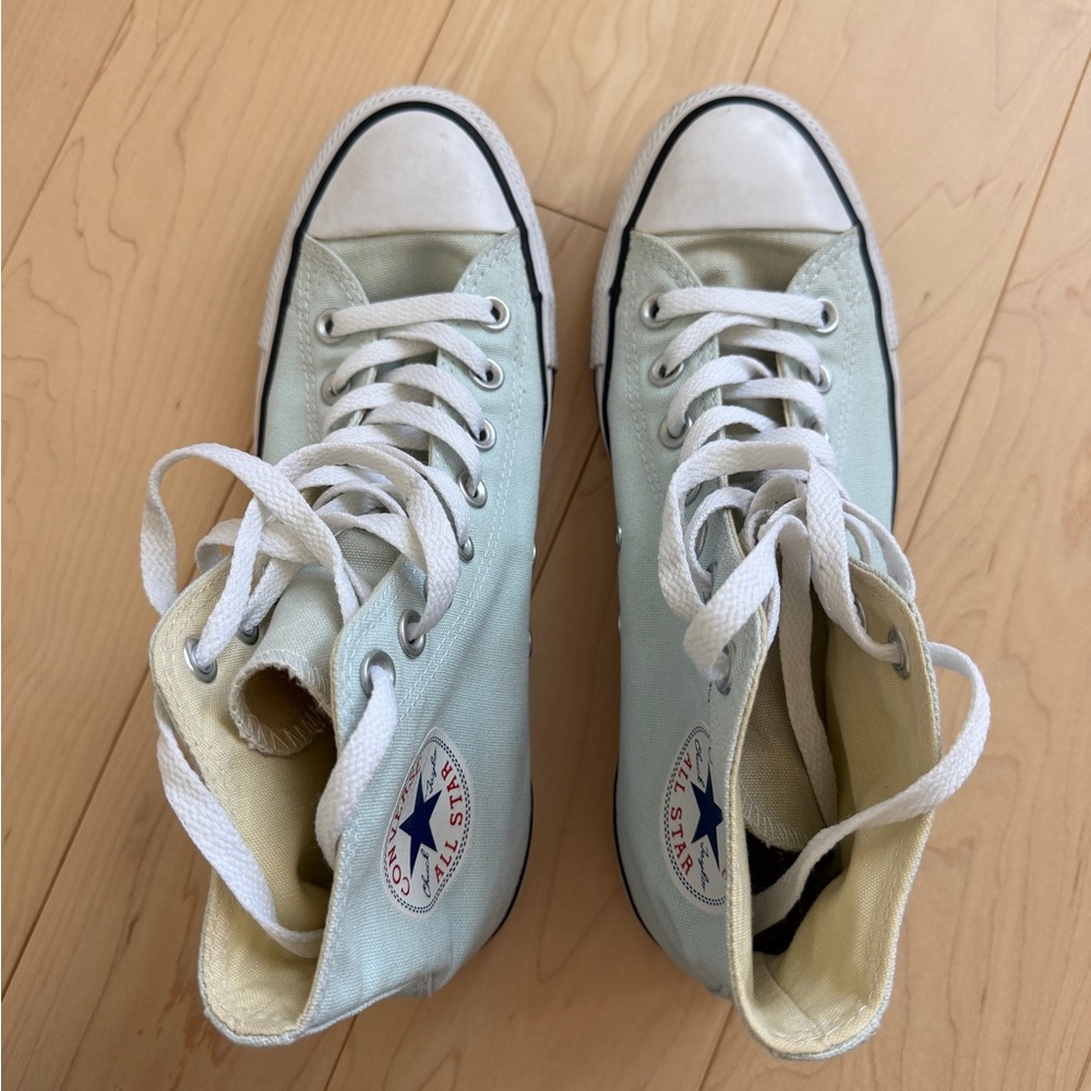 Converse High Top Sneakers - Mint Green & White - Picture 3 of 9